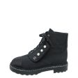 Chanel Black CC Fabric Pearl Combat Short Boots 37.5 For Discount