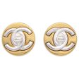 CHANEL 1997 Silver & Gold CC Turnlock Earrings Medium 13236 Online