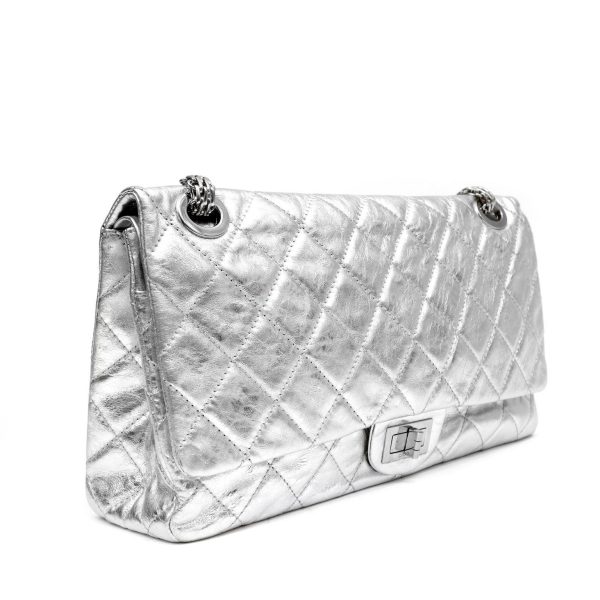 Chanel Metallic Silver Maxi Classic Reissue 2.55 Fashion