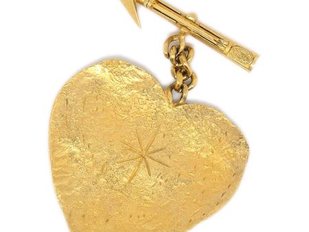 CHANEL 1993 Arrow Heart Brooch 24k Gold Plating 82257 Discount