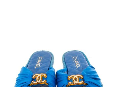 Chanel  Cloth   Blue Slides SZ 36 Supply