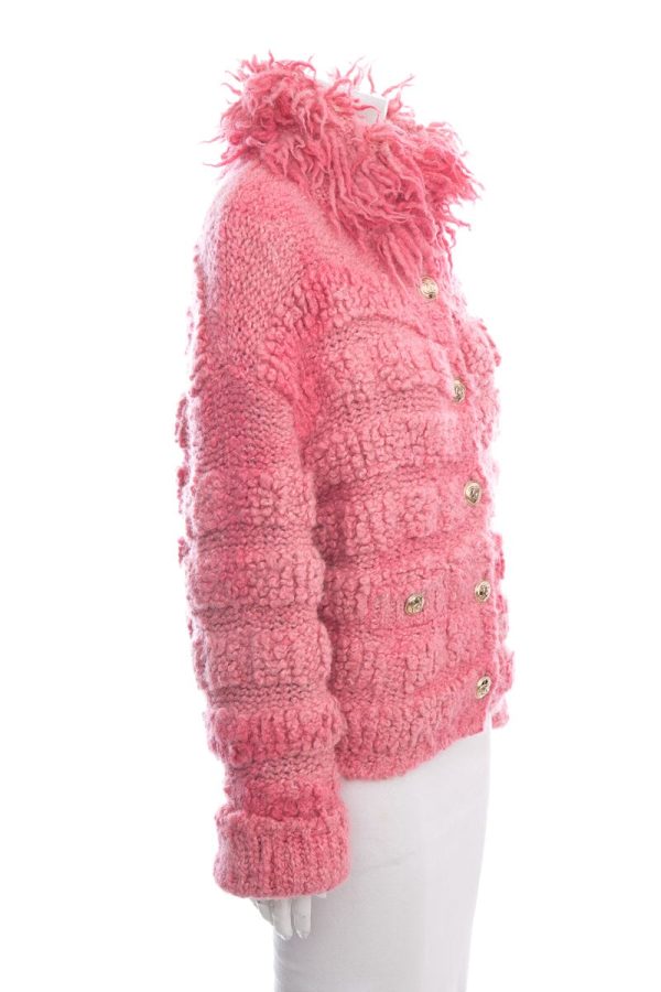 Chanel Pink Wool Button Up Cardigan Sweater SZ 42 Cheap