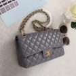 Chanel Classic Double Flap 25 Shoulder Bag Grey Fashion