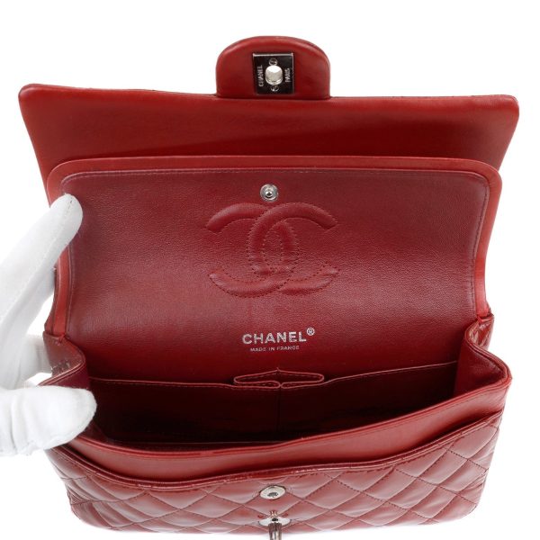 Chanel Dark Red Patent Leather Medium Classic with Silver Hardware Online now