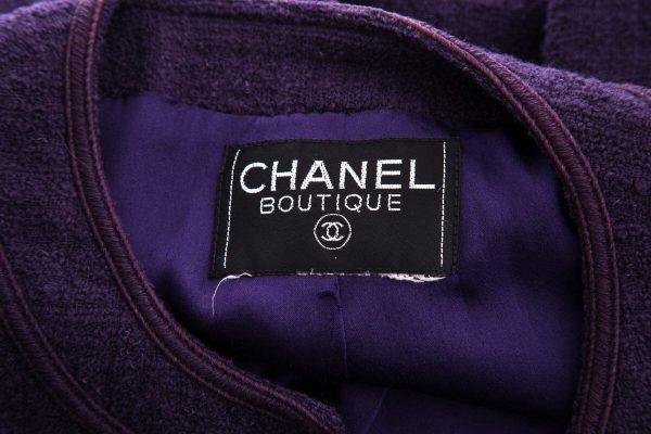 Chanel Boutique Purple Tweed Button Up Jacket SZ 40 For Cheap