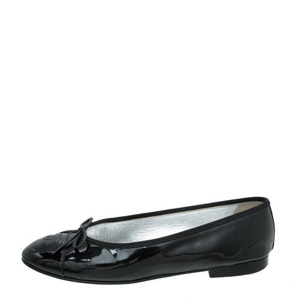 Chanel Black CC Cap Toe Ballerina Flats 40 Discount