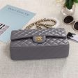 Chanel Classic Double Flap 25 Shoulder Bag Grey Fashion