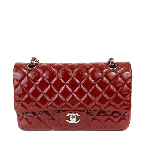 Chanel Dark Red Patent Leather Medium Classic with Silver Hardware Online now