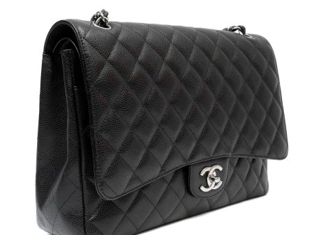 Chanel Black Caviar Double Flap Maxi w  Gold Hardware Online now