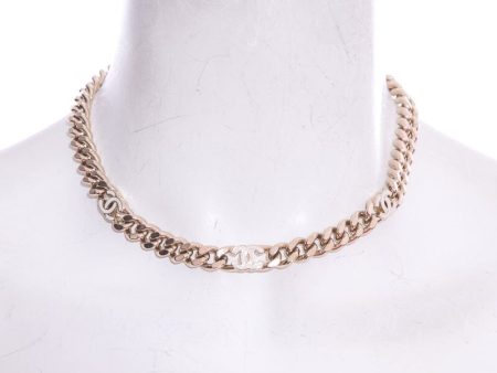 Chanel S S 2022 Gold & Beige Enamel Logo CC Chain Necklace Discount