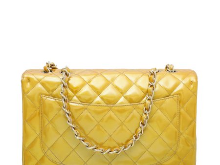 Chanel Yellow Gold CC Single Flap Jumbo Bag on Sale