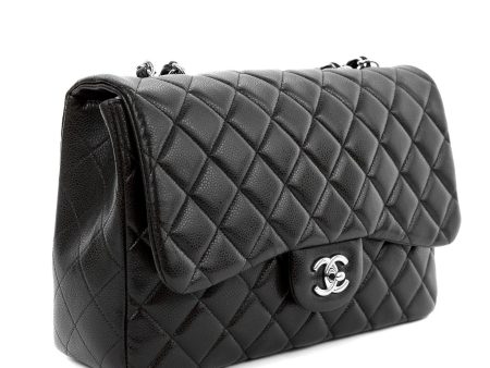 Chanel Chocolate Brown Caviar Jumbo Classic w  Silver Hardware Online Sale