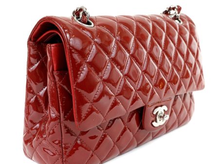 Chanel Dark Red Patent Leather Medium Classic with Silver Hardware Online now