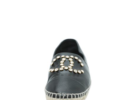 Chanel Black CC Crystal Cap Toe Espadrille 39 Cheap