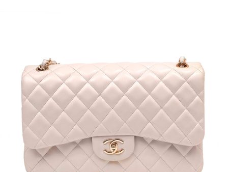 Chanel Light Beige Lambskin Jumbo Classic w  Rose Gold Hardware Online now