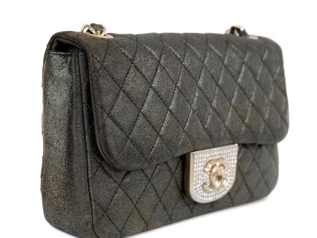 Chanel Metallic Black and Gold Crystal Flap Bag For Discount