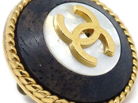 CHANEL 1996 Mother of Pearl Earrings Gold Black ao29908 Online Sale