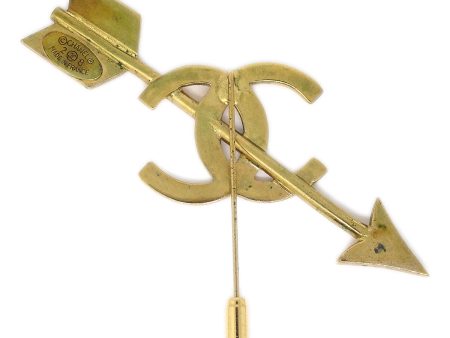 CHANEL 1993 Arrow CC Brooch Pin Gold 75162 Supply