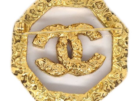 CHANEL 1993 Brooch Gold Clear 71353 For Sale