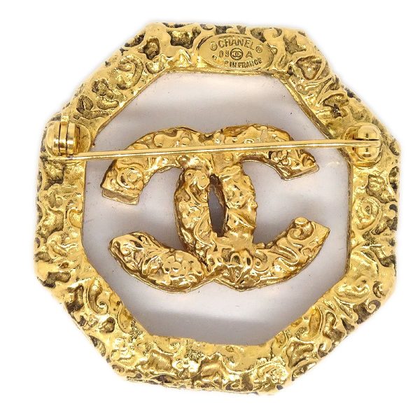 CHANEL 1993 Brooch Gold Clear 71353 For Sale