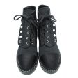 Chanel Black CC Fabric Pearl Combat Short Boots 37.5 For Discount