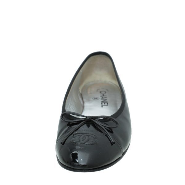 Chanel Black CC Cap Toe Ballerina Flats 40 Discount