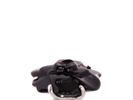 Chanel 18k White Gold & Black Onyx Camelia Ring Discount