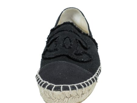 Chanel Black CC Linen Espadrille 39 For Cheap