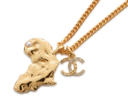 CHANEL African Continent Necklace Gold Gold Plated For Cheap