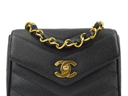 Chanel Black Caviar V-Stitch Mini Square Shoulder Bag 17 Online now