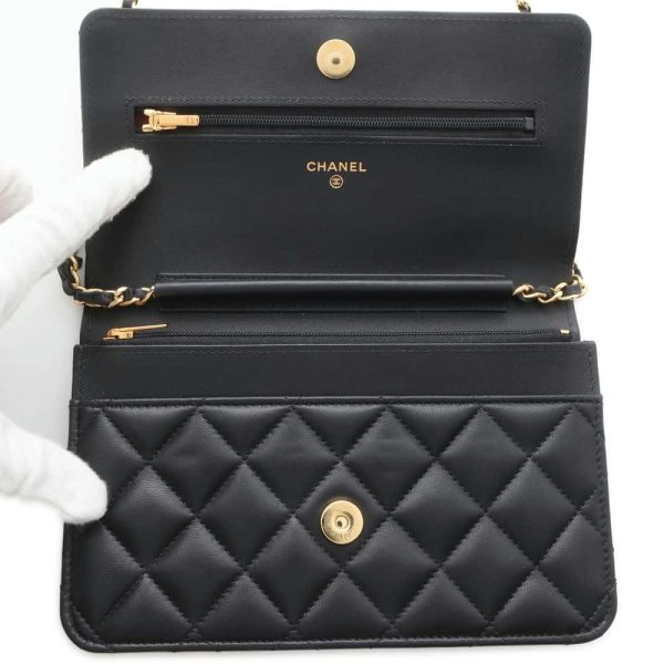 CHANEL Chain wallet Black AP0250 Lambskin Fashion