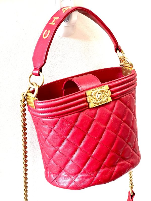 CHANEL QUILTED CALFSKIN LEATHER BOY BUCKET BAG For Discount