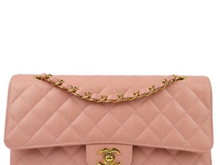 Chanel Pink Caviar Medium Classic Double Flap Shoulder Bag For Discount