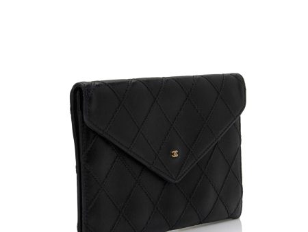 Chanel Calfskin Diamond Wild Stitch Envelope Wallet Online now