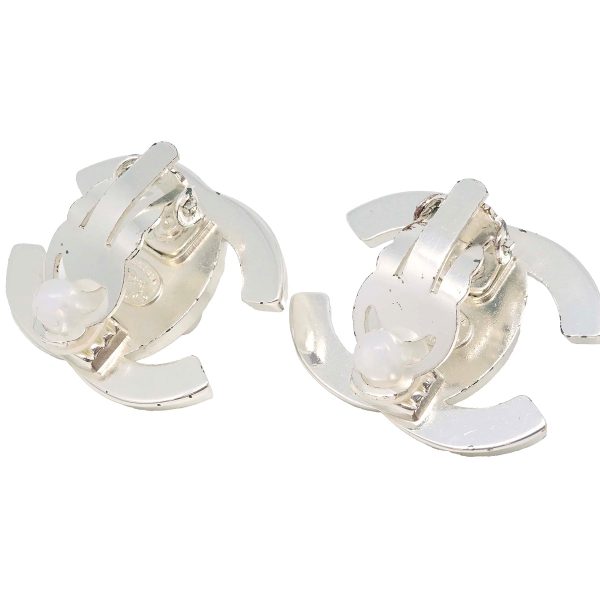 Chanel CC Turnlock Earrings Clip-On Silver Large 96A Online Hot Sale