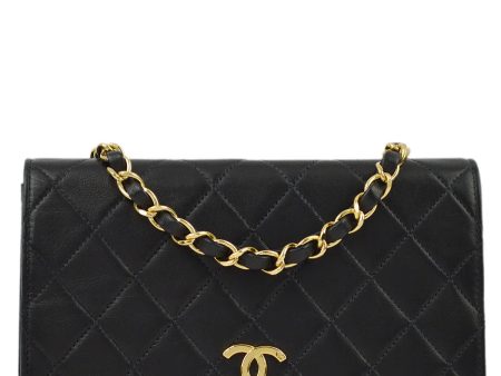 Chanel Black Lambskin Pushlock Mini Full Flap Shoulder Bag Online Sale