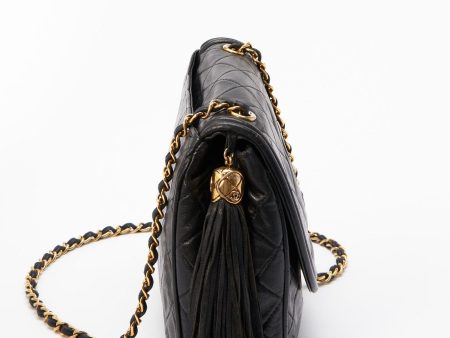 Vintage Chanel Single Flap Bag with Tassel - Black on Sale