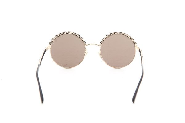 Chanel Antique Gold Round Sunglasses For Sale