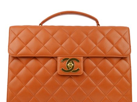 Chanel Orange Lambskin Briefcase Business Handbag Online Sale