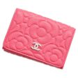 CHANEL Camellia Embossed Flap Tri-Fold Compact Wallet Pink AP0116 Caviar Leather Cheap