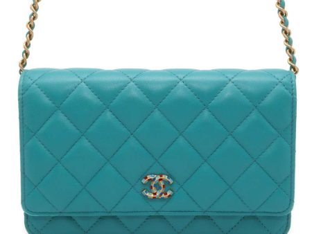 CHANEL Matelasse Chain wallet Light Blue A33814 Lambskin Hot on Sale