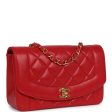 Vintage Chanel Small Diana Flap Bag Red Lambskin Gold Hardware For Discount