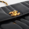 Chanel Vintage Vertical Half Flap Black Shiny Leather on Sale