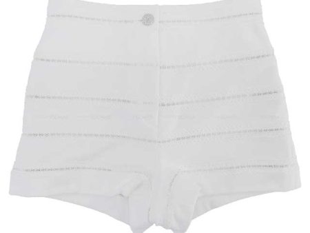 2024SS NEW COCO Beach Collection  CHANEL Short pants Ladies Short pants Coco mark Lace Blanc (White) Cotton jersey 34 Silver HW Hot on Sale