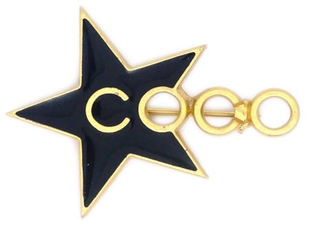 Chanel Star Brooch Pin Black 01P Online now