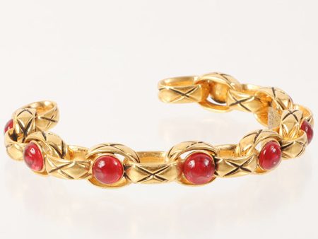 Chanel 1988 Made Gripoix Bijoux Chain Bangle Red on Sale