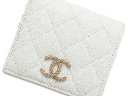 CHANEL Matelasse CC Logo Bifold Wallet White Pink AP3185 Caviar Leather Supply