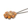 CHANEL CC Logo Clypore Necklace Orange Silver Metal Cheap