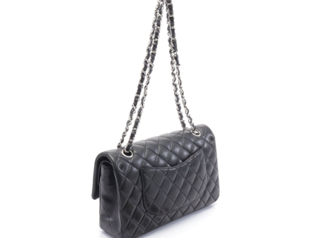 Chanel Classic Double Flap Bag, Black Lambskin, Medium For Discount