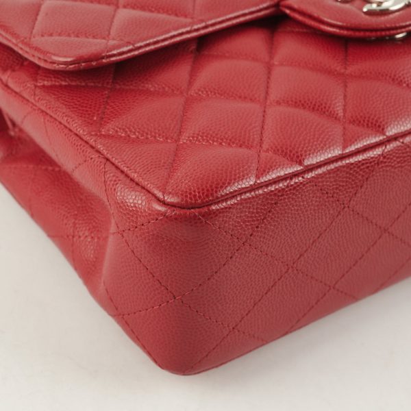 Chanel 18B Small Classic Flap Caviar Red For Sale